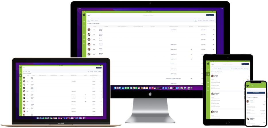 petoffice auf Desktop, Tablet und Smartphone